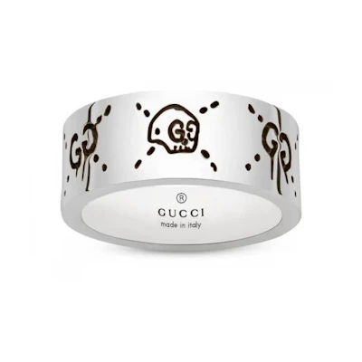 GUCCI Patterned 925 Silver Ring Unisex Couple Design - Silver. YBC4553180010