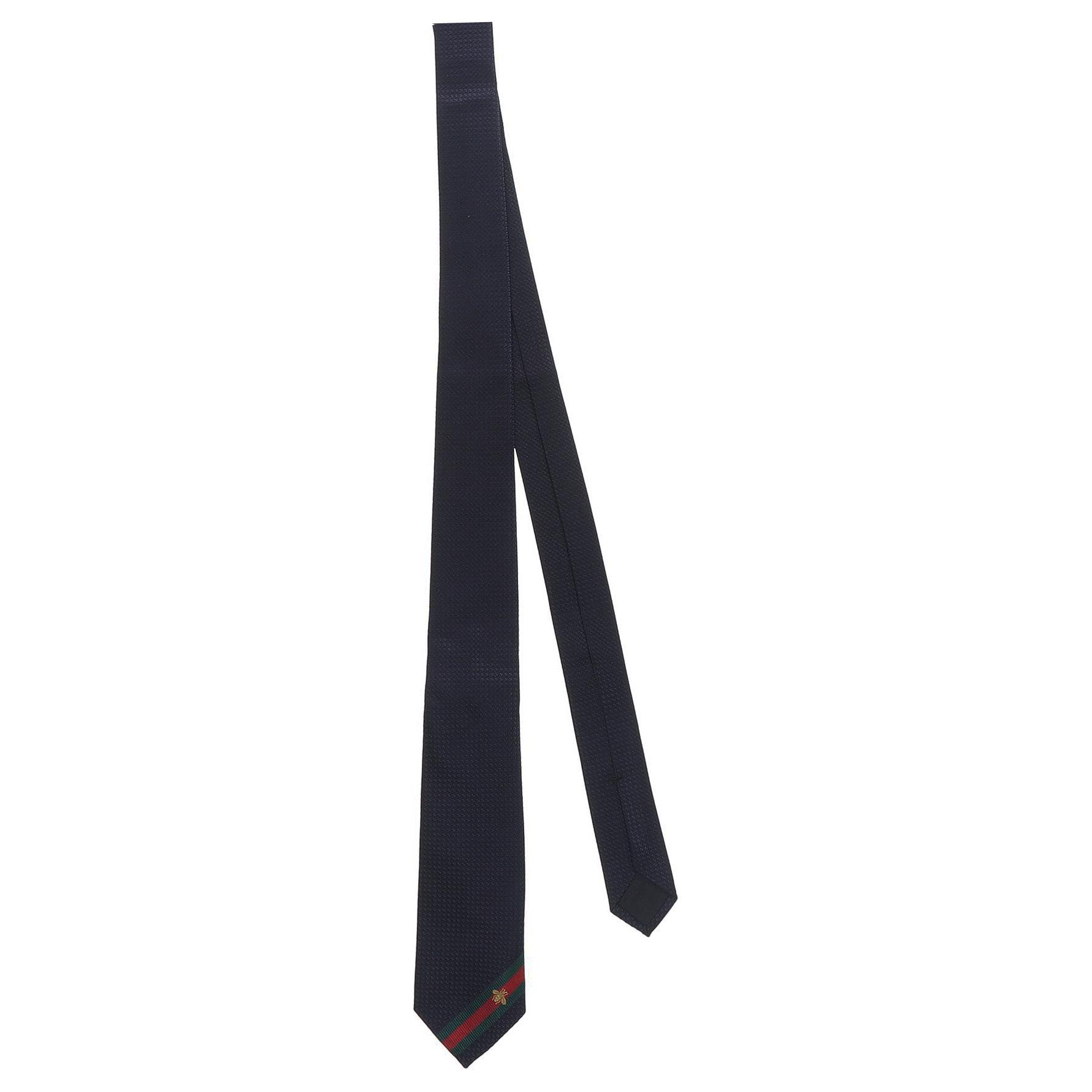 GUCCI Patterned Midnight Navy Blue Silk Tie Unisex Couples Edition 456510-4E002-4066