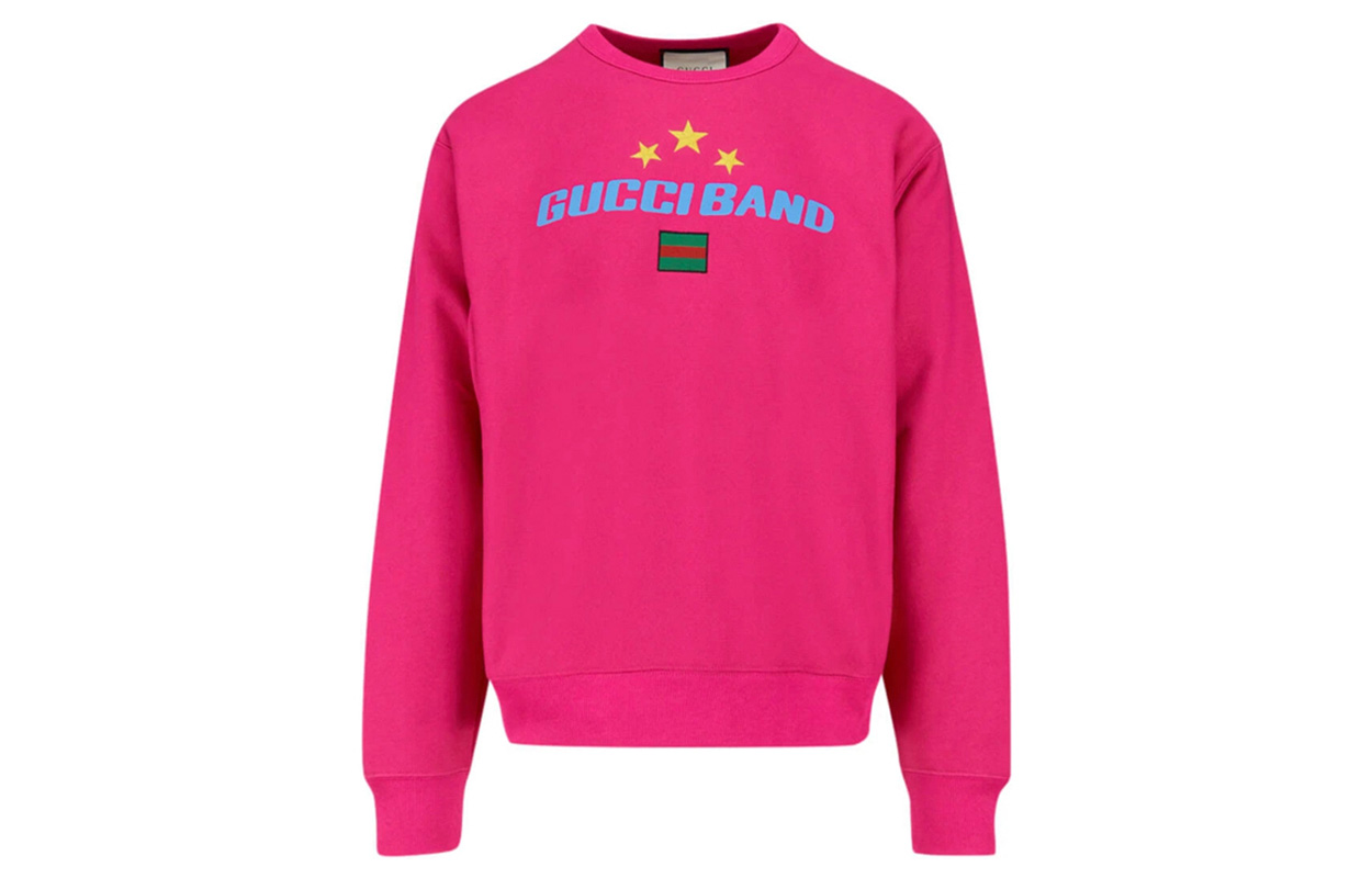 Gucci Pink Cotton Crewneck Sweatshirt with Logo Print 563972-XJB27-5092