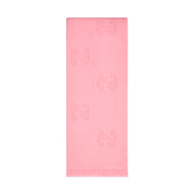Gucci Pink Double G Monogram Wool Jacquard Scarf Unisex 581537-3G200-5800