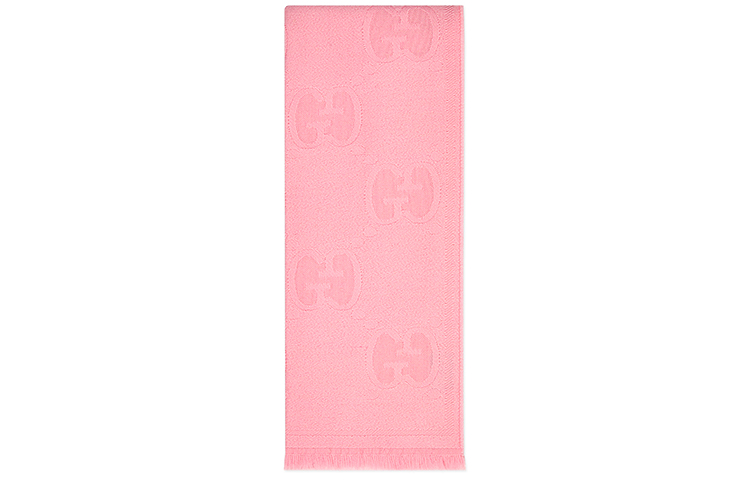 Gucci Pink Double G Monogram Wool Jacquard Scarf Unisex 581537-3G200-5800 圖 2