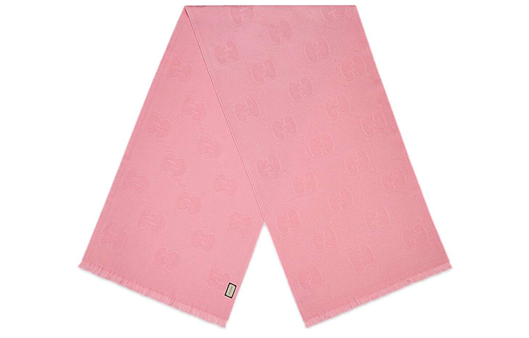 Gucci Pink Double G Monogram Wool Jacquard Scarf Unisex 581537-3G200-5800 圖 3