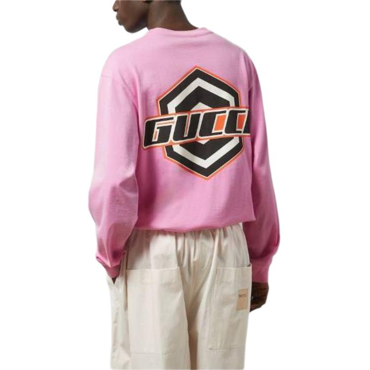 Shop 구찌 핑크 니트 코튼 크루넥 맨투맨 긴팔셔츠 778363-XJGBN-5152