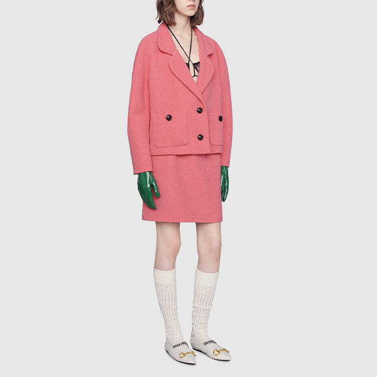 Lookbook GUCCI Pink Tweed Mini A-Line Skirt for Gift Giving 631492-ZAD82-5175