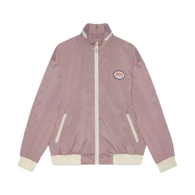Gucci Pink Zip-Up Jacket with Stripe and Logo Collar 742834-ZAN70-9376