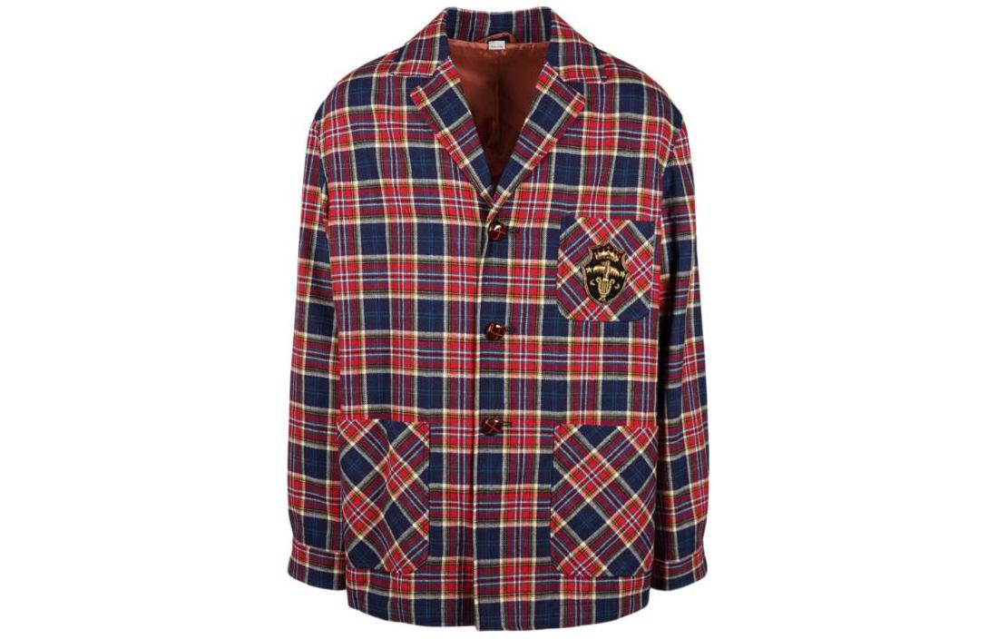 Gucci Plaid Button-Up Long Sleeve Jacket for Men Multicolor 568538-Z8ADB-4310