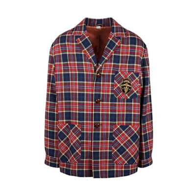 Gucci Plaid Button-Up Long Sleeve Jacket for Men Multicolor 568538-Z8ADB-4310