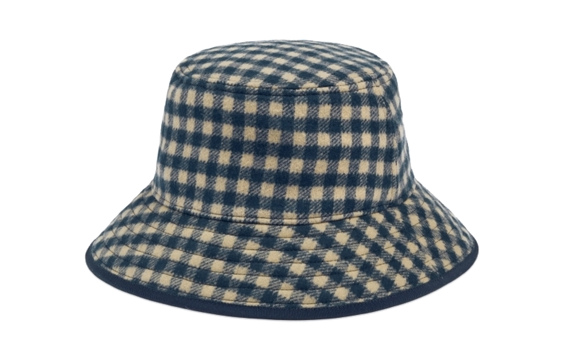 Order GUCCI Plaid Jacquard Wool Bucket Hat Unisex Couple Style Blue 7712144HA6U