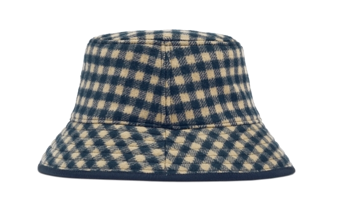 Lookbook GUCCI Plaid Jacquard Wool Bucket Hat Unisex Couple Style Blue 7712144HA6U