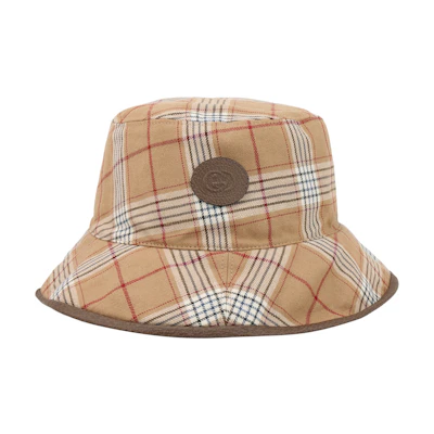 GUCCI Plaid Reversible Cotton Bucket Hat for Men. 700851-4HAOT-9779