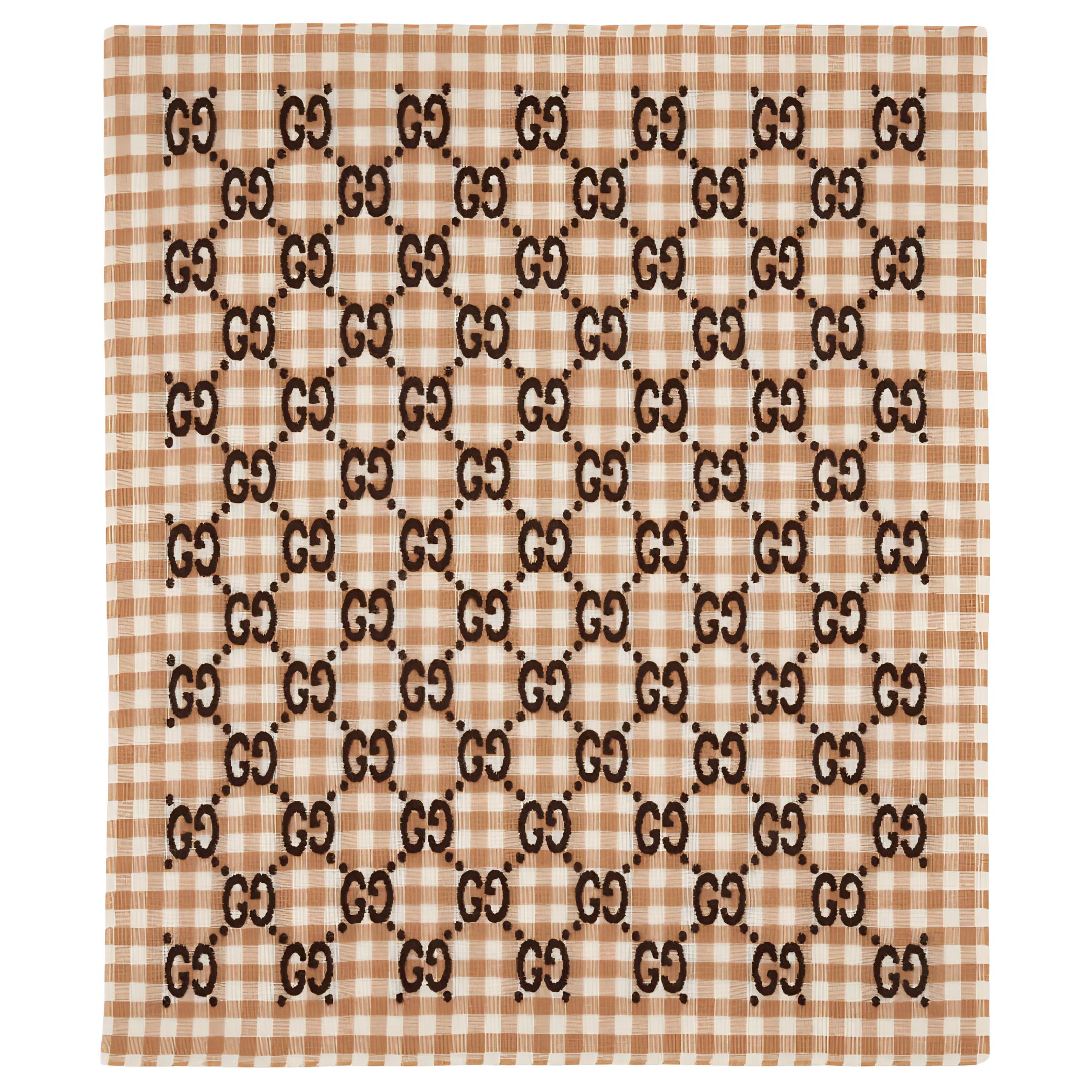 GUCCI Plaid Warm Knit Scarf for Kids - Brown. 663156-3KAAF-9864