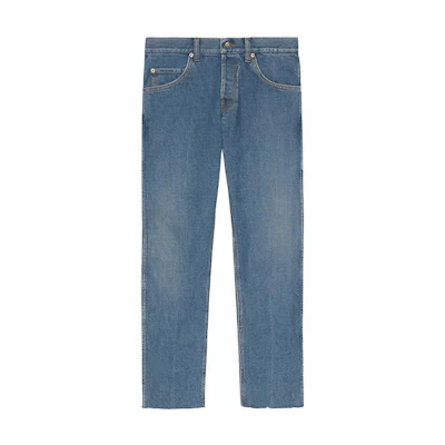 Gucci Plain Button Pocket Straight Jeans Blue 681284-XDBP7-4011