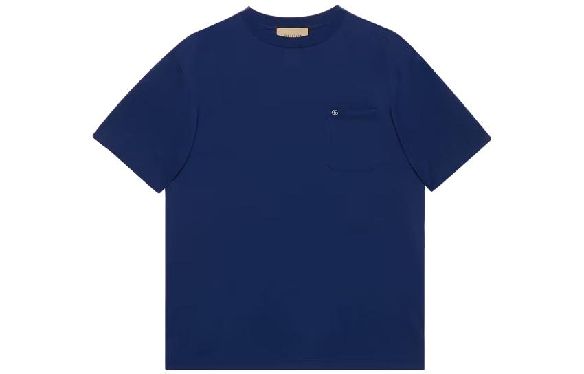 Gucci Plain Logo Pocket Blue Crewneck T-Shirt SS23 752215-XJFQ4-4030