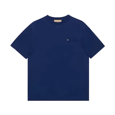 Gucci Plain Logo Pocket Blue Crewneck T-Shirt SS23 752215-XJFQ4-4030