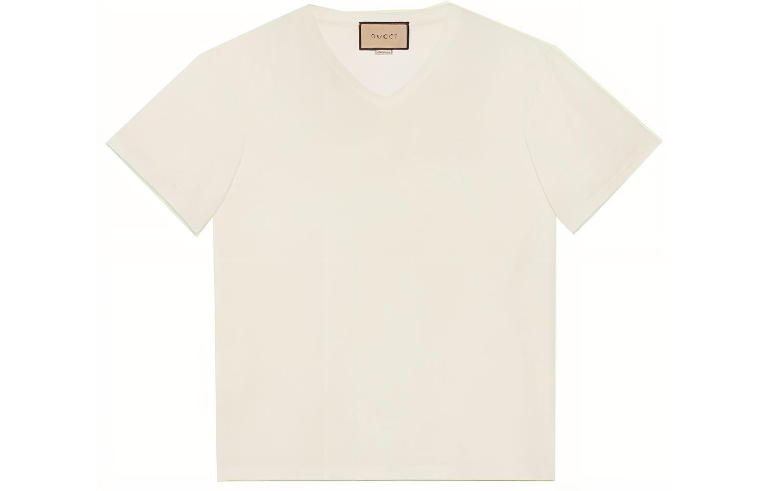 Gucci Plain White V-Neck Short Sleeve T-Shirt 700131-XJEJF-9088
