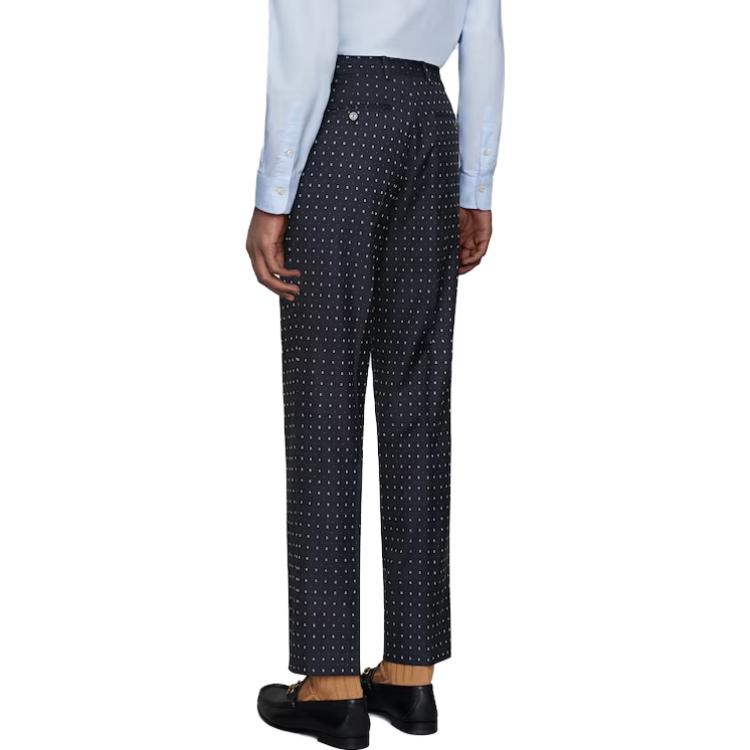 GUCCI Polka Dot Print Single-Breasted Straight Suit Set Men Navy Blue. 604081-ZAAAP-4040 圖 9