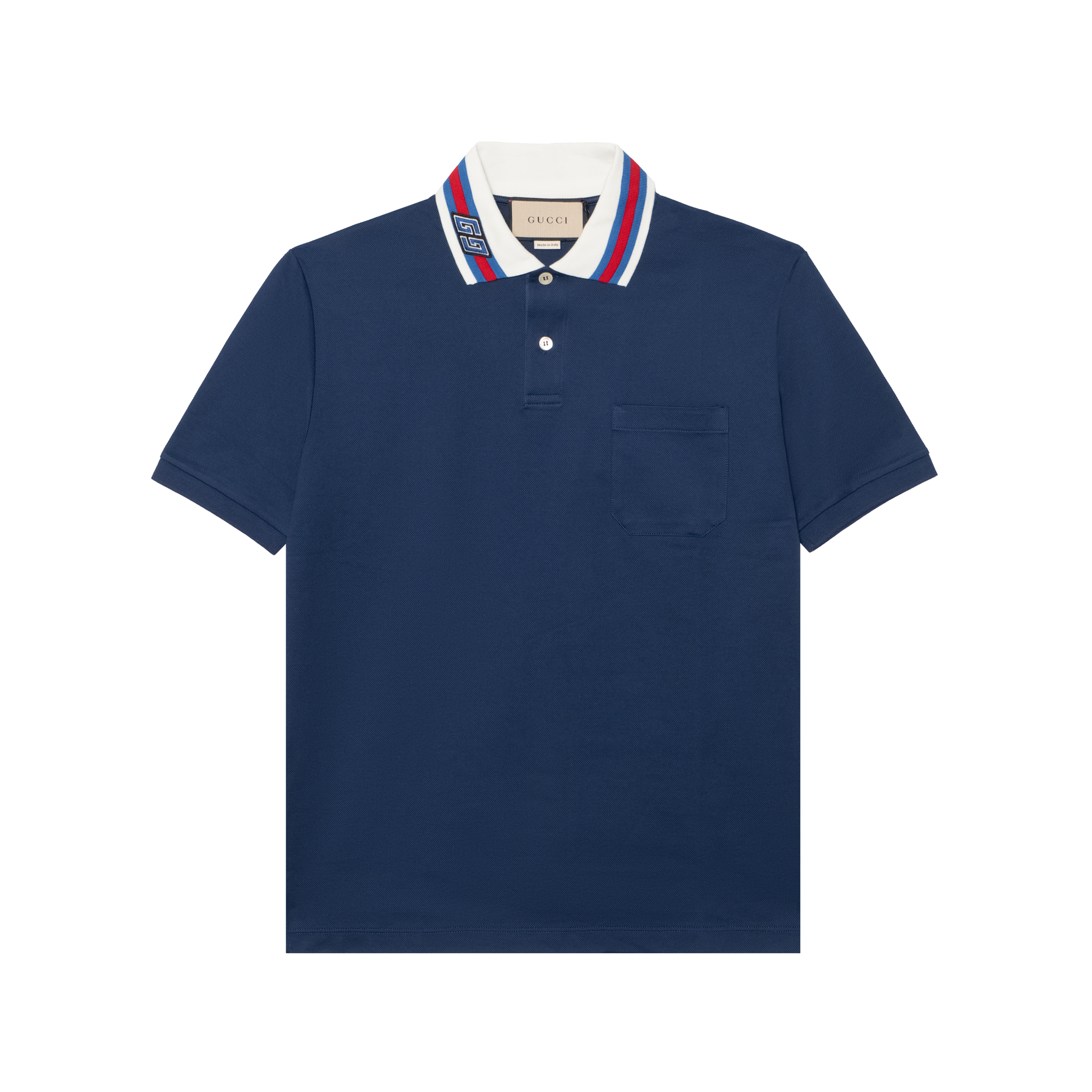 Gucci Pre-Spring 2024 Blue Polo Neck Short Sleeve T-Shirt for Men 768630-XJF45-4030