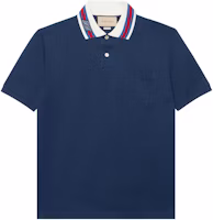 Gucci Pre-Spring 2024 Blue Polo Neck Short Sleeve T-Shirt for Men 768630-XJF45-4030 Gucci Pre-Spring 2024 Blue Polo Neck Short Sleeve T-Shirt for Men 768630-XJF45-4030