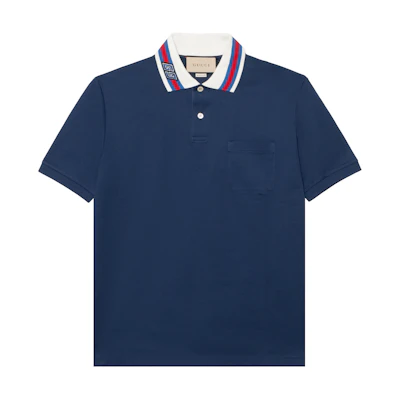 Gucci Pre-Spring 2024 Blue Polo Neck Short Sleeve T-Shirt for Men 768630-XJF45-4030