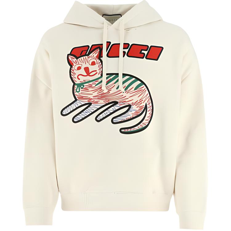 Gucci Printed Hoodie Long Sleeve for Men Off-White 634674-XJCVV-9230
