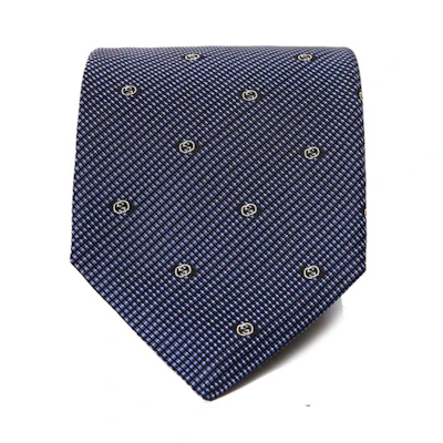 GUCCI Printed Tie Navy Blue Monogram Collection. 349398-4B002-4078