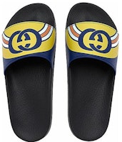 グッチ Pursuit ロゴ スライド (ゴールド/ネイビー) 548703JDB00-4736 Shop グッチ Pursuit ロゴ スライド (ゴールド/ネイビー) 548703JDB00-4736