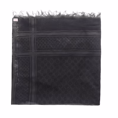 GUCCI Quilted Fringe Knit Scarf Unisex Couple Style - Grey 544615-3G704-1260