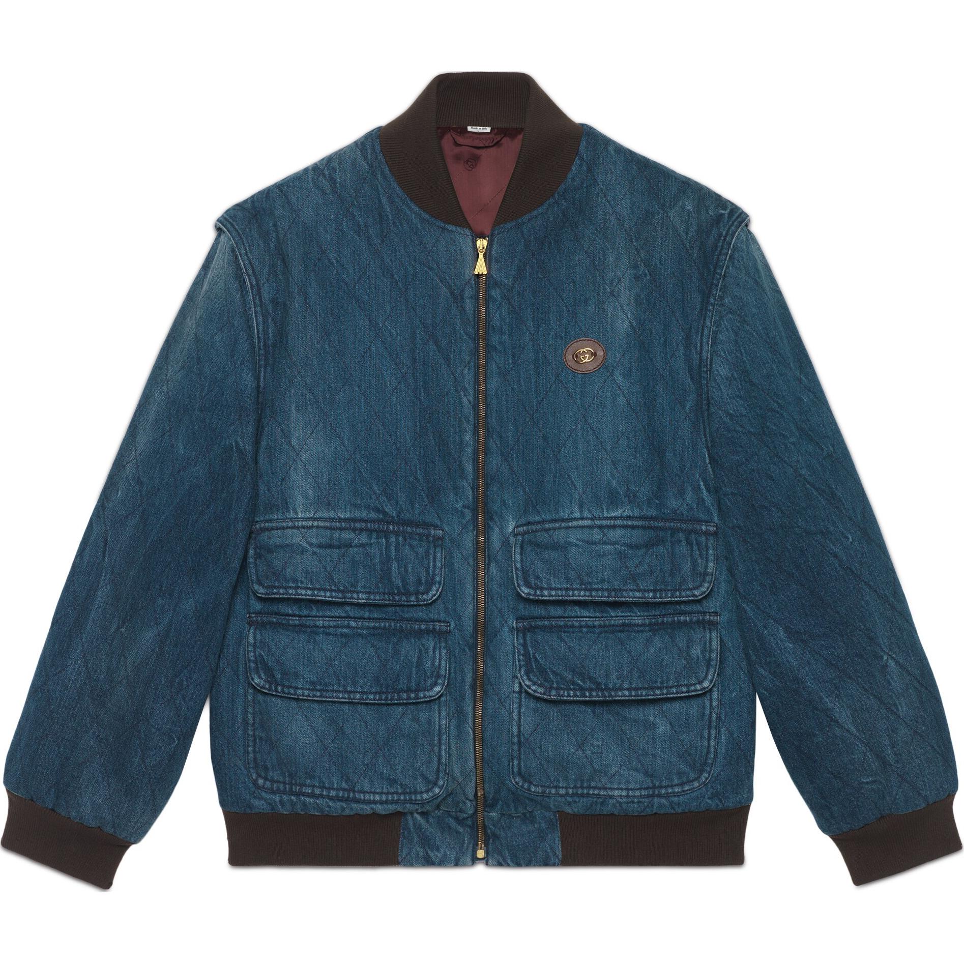 Gucci Quilted Multi-Pocket Detachable Sleeve Bomber Jacket Blue 623939-XDA8X-4447