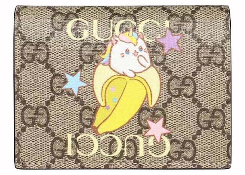Buy Gucci Rainbow and Stars Banana Print Card Case Beige