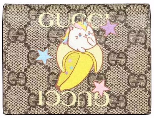 Gucci Rainbow and Stars Banana Print Card Case Beige Buy Gucci Rainbow and Stars Banana Print Card Case Beige
