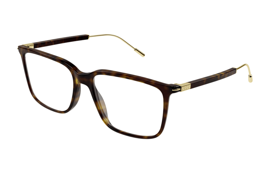GUCCI Rectangular Optical Frame Brown - Transparent Lens with Pattern Design. GG1273OA-002
