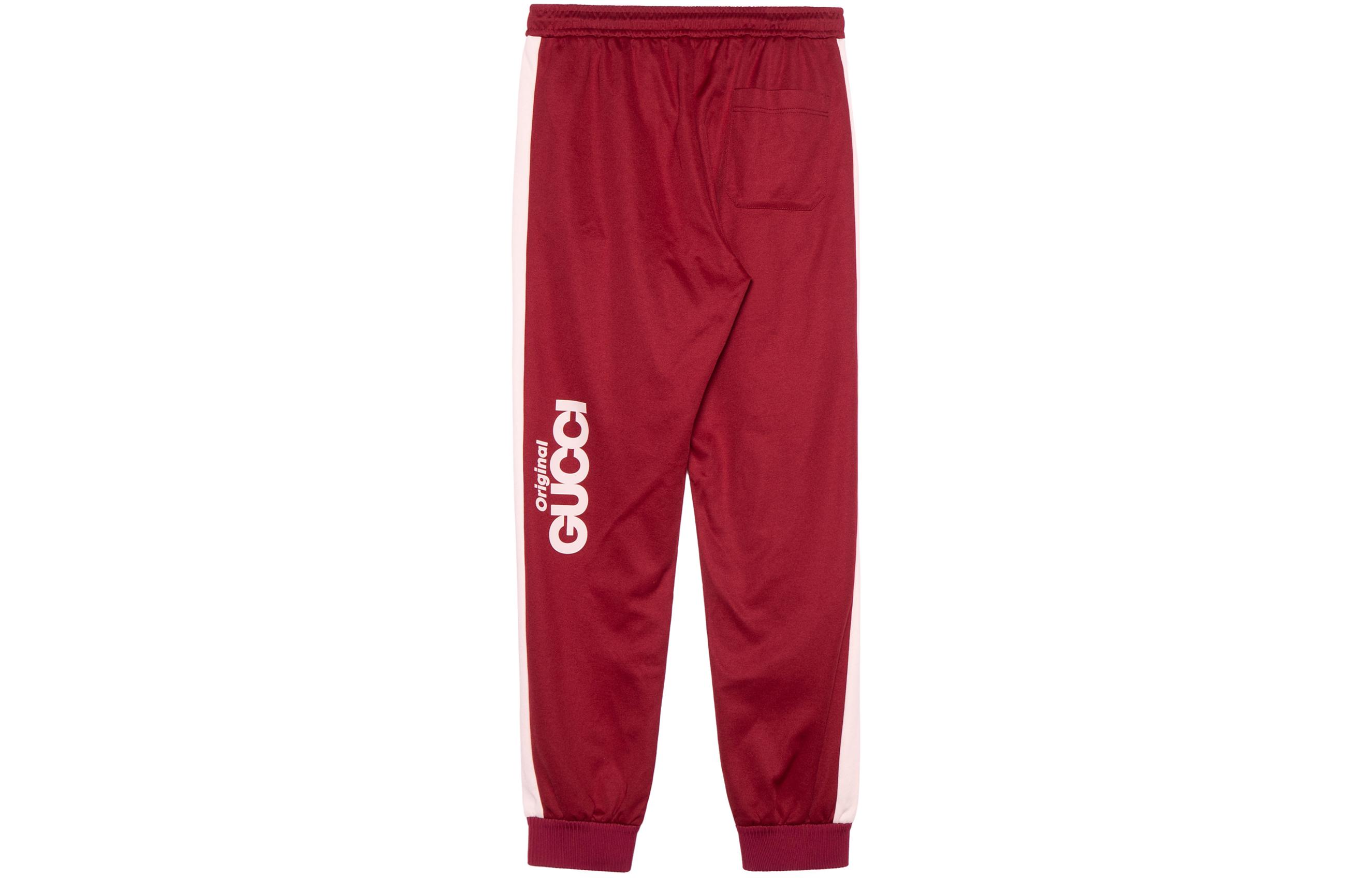 Buy Gucci Celana Track Knit Merah Logo Print Pinggang Elastis Straight Fit 673755-XJDUZ-6240