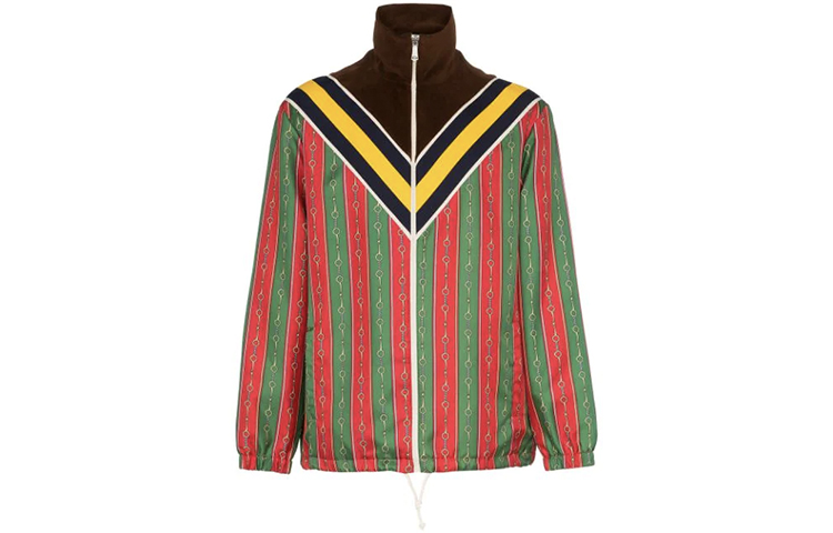 Gucci Red Graphic Print Loose High-Neck Zip-Up Jacket 572749-XJA42-2073