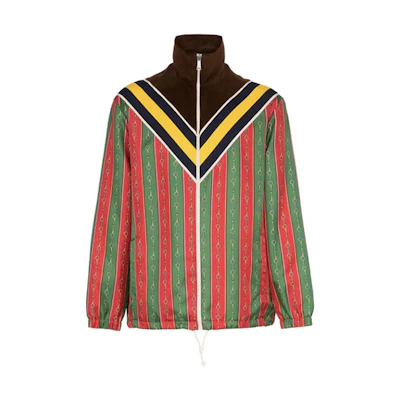 Gucci Red Graphic Print Loose High-Neck Zip-Up Jacket 572749-XJA42-2073
