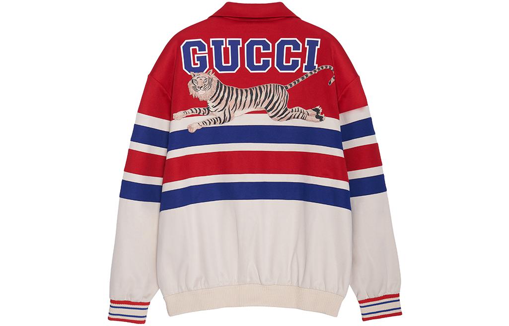 Gucci Red SS22 Letter Print Zip-Up Collar Loose Jacket. 683513-XJD3R-6116