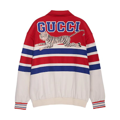 Gucci Red SS22 Letter Print Zip-Up Collar Loose Jacket. 683513-XJD3R-6116