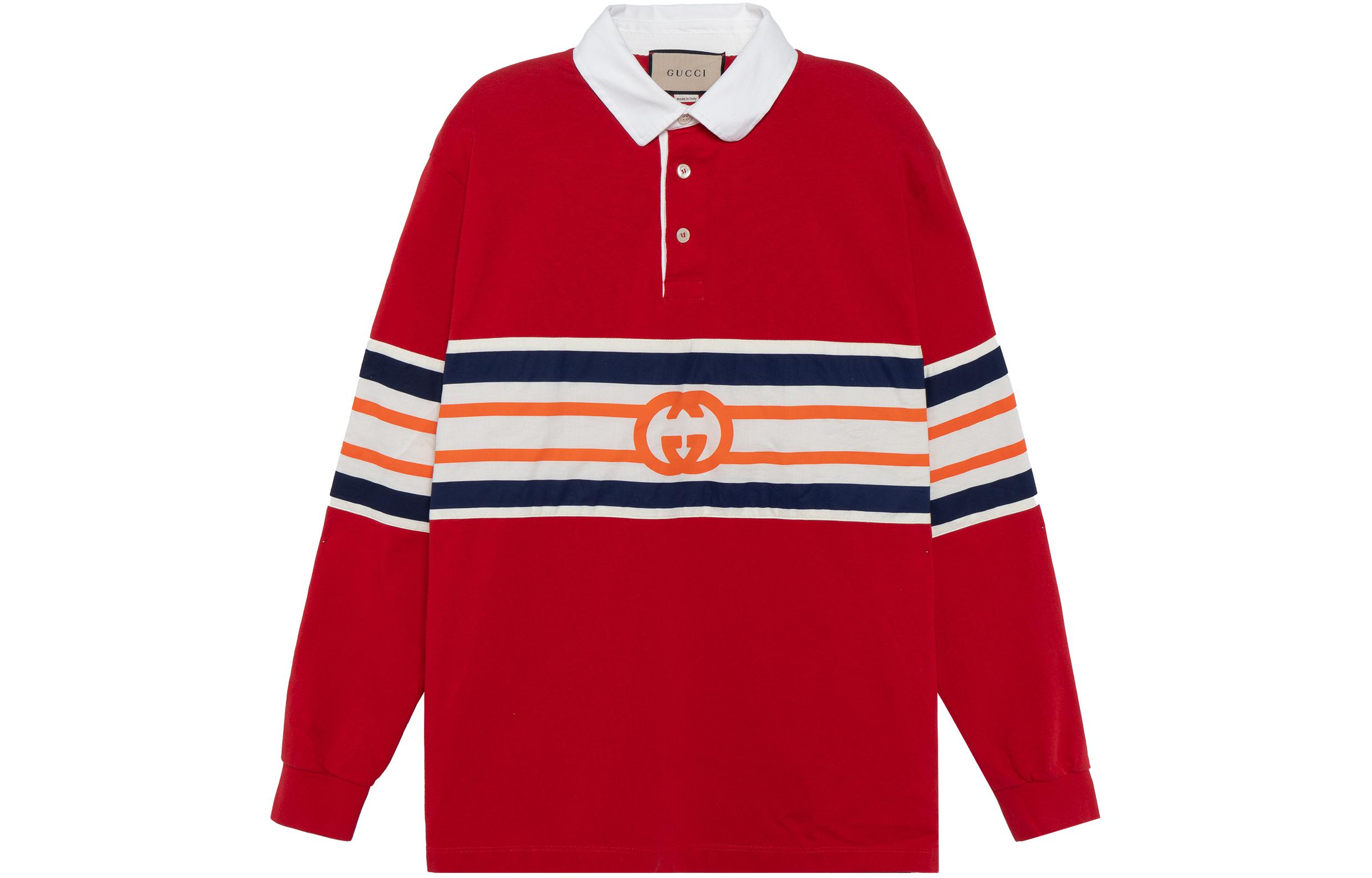 Gucci Red Striped Logo Jacquard Polo Shirt 653379-XJDGH-6429