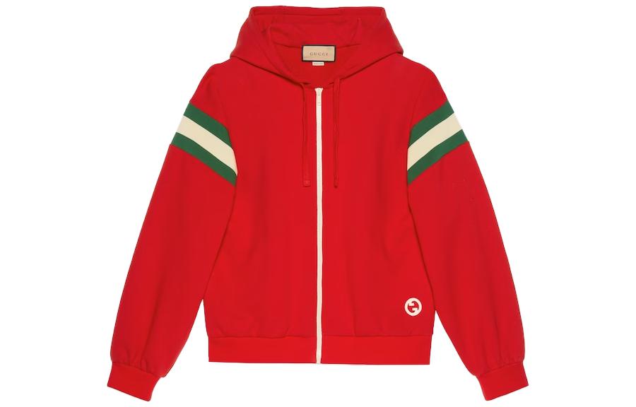 Gucci Red Striped Zip-Up Hoodie 756647-XJFWE-6429