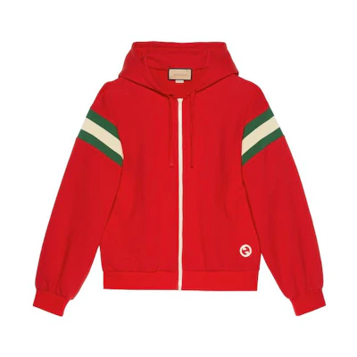 Gucci Red Striped Zip-Up Hoodie 756647-XJFWE-6429