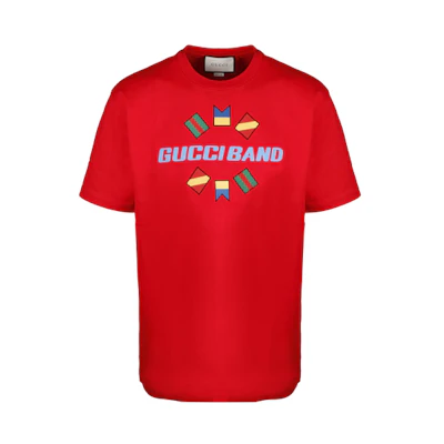 Gucci Red T-Shirt Large Logo with Flag Embroidery 565806-XJB2X-6229