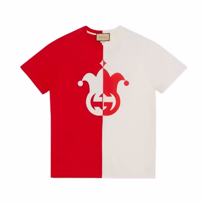 Gucci Red/White Logo Print Colorblock T-Shirt FW22 731506-XJE94-6374
