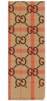 GUCCI Retro Double G Jacquard Knit Scarf Unisex Brown Classic 7215634 GUCCI Retro Double G Jacquard Knit Scarf Unisex Brown Classic 7215634