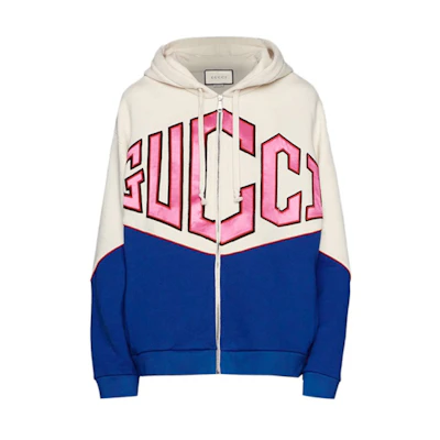 Gucci Retro Logo Hooded Color-Block Track Jacket Blue/White 580821-XJBHJ-9829