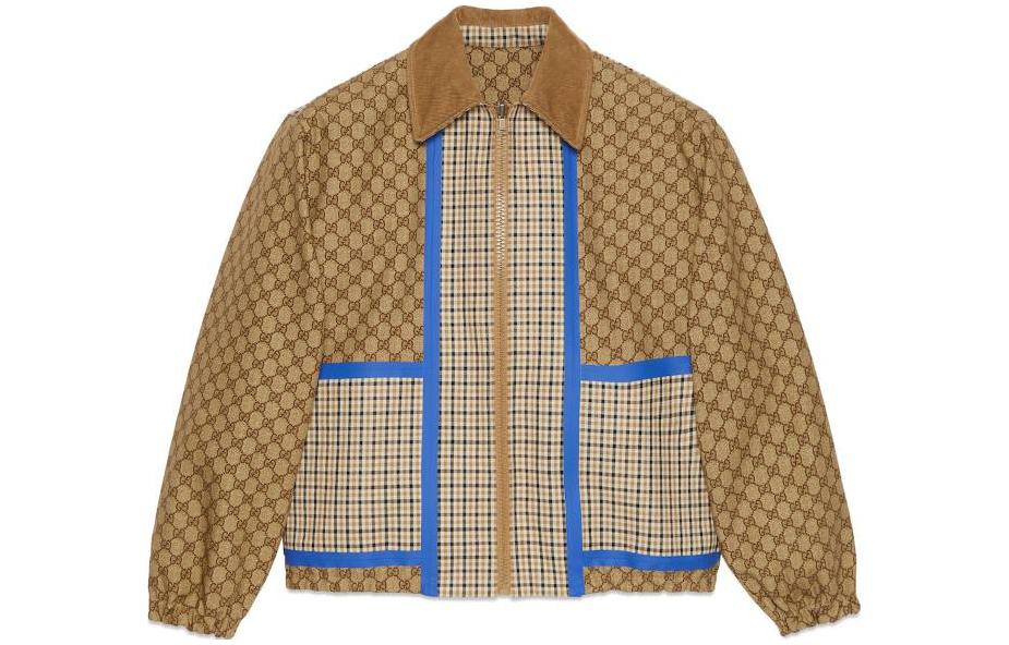 Gucci Reversible Checked Cotton Jacket Brown with All-over Logo Print for Men 742829-ZANWQ-2399