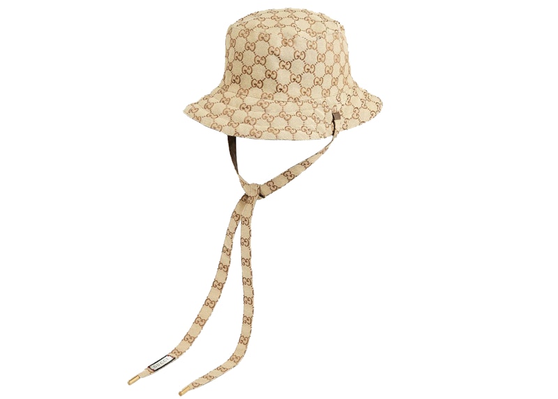 Buy 古驰GG帆布尼龙双面帽 米色/棕色