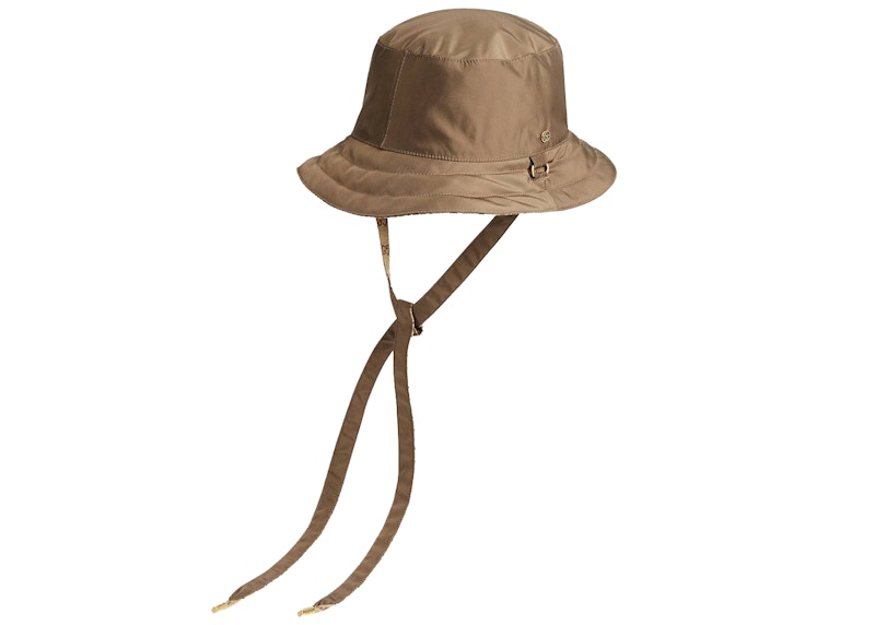 Shop 古驰GG帆布尼龙双面帽 米色/棕色