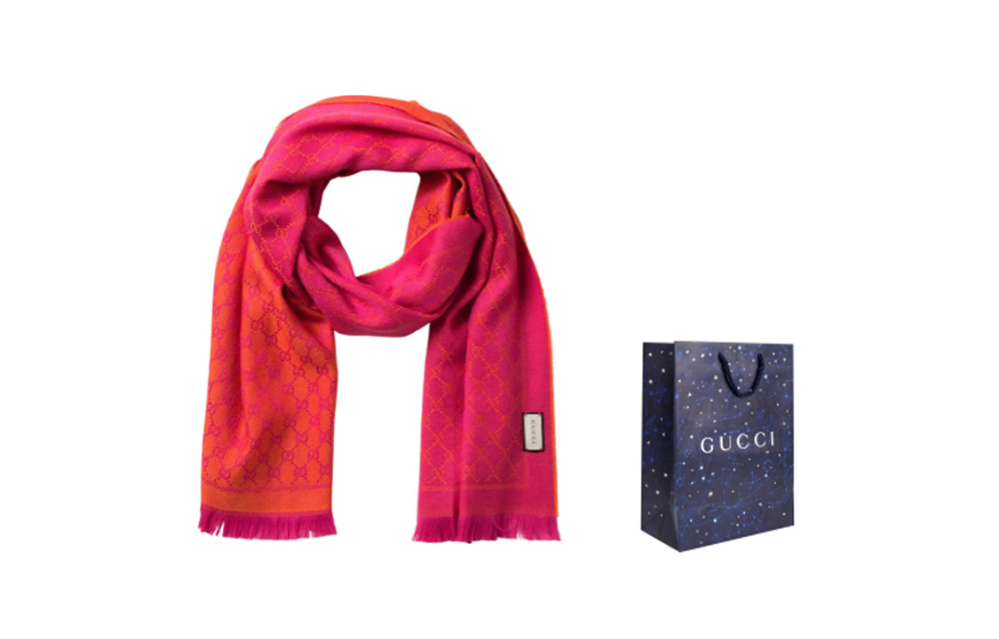 GUCCI Reversible Wool Scarf Pink/Orange 4111153G2007572 圖 6