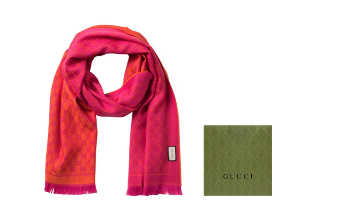 GUCCI Reversible Wool Scarf Pink/Orange 4111153G2007572 圖 7