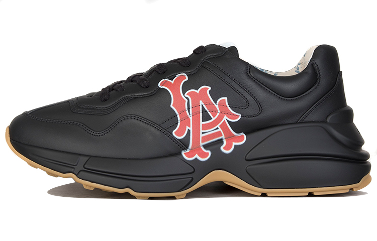 Buy GUCCI 古馳 Rhyton系列 'LA Angels' 皮革 厚底時尚老爹鞋 黑色
