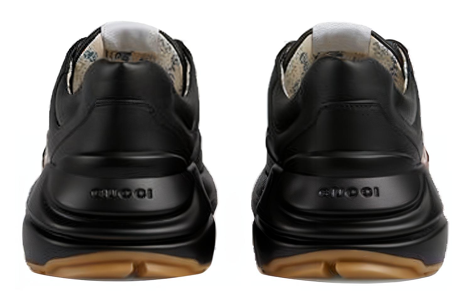 Shop GUCCI 古馳 Rhyton系列 'LA Angels' 皮革 厚底時尚老爹鞋 黑色